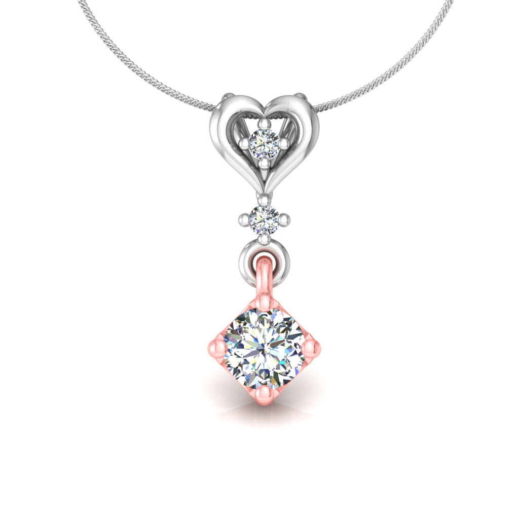 RKC Anello a cuore con pendente in argento con moissanite da 0,40 ct, finitura in oro giallo 14 carati, peso 2,8 g, altezza 15 mm