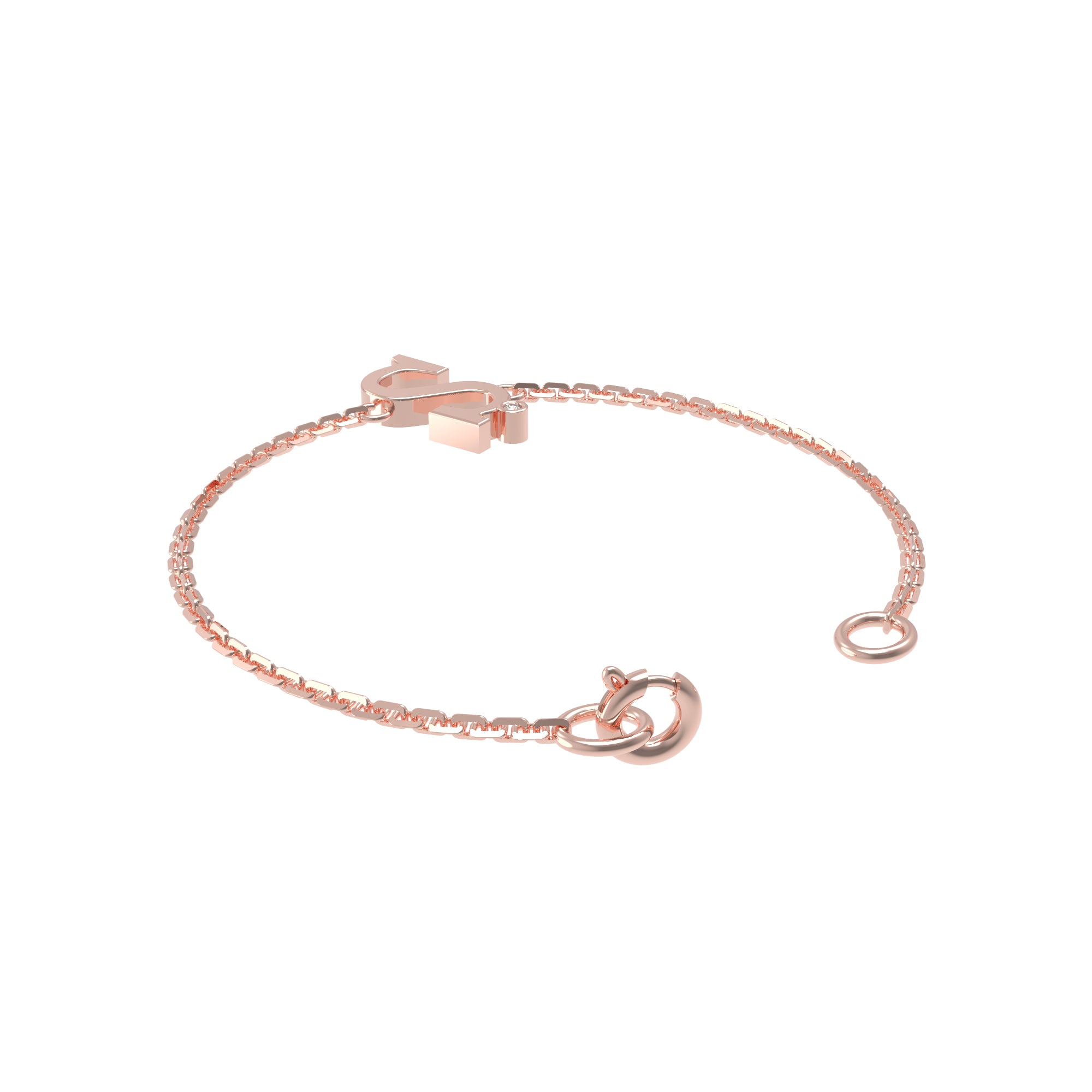 RKC Damenarmband aus 925er-Sterlingsilber mit einem Karatgewicht von 0,01 Karat, 14 Karat Rosévergoldung, Produktgewicht 2,90 GM
