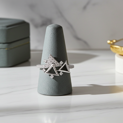 925 Silver Moissanite Geometric Triangle Ring 14k Gold Plated