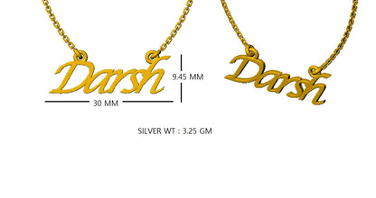 RKC Namensanhänger-Halskette, 925er Silberschmuck, 14 Karat Gelbgold vergoldet, Produktgewicht: 3,25 g, Höhe: 9,45 mm