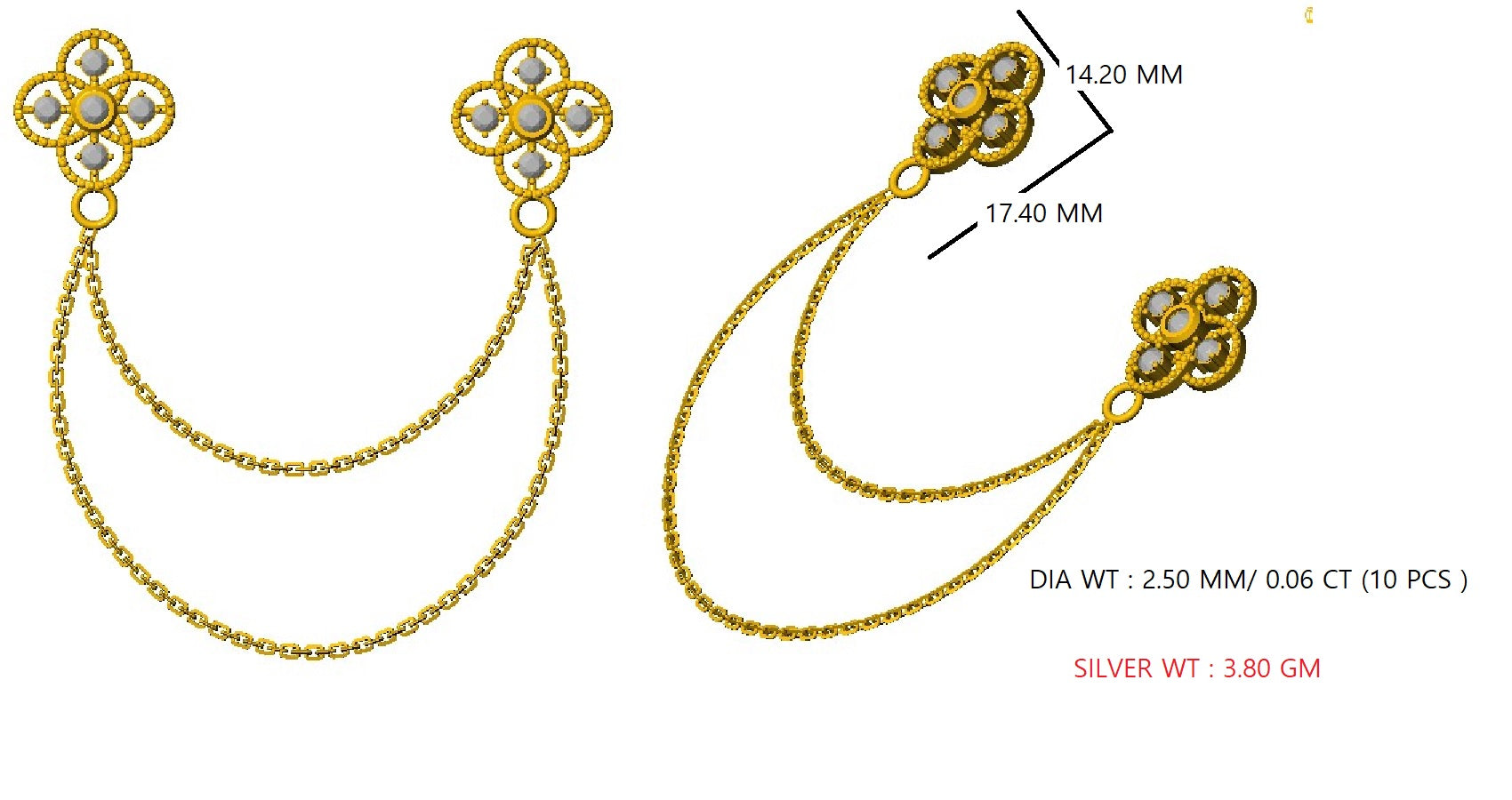 Spilla RKC Moissanite in argento sterling 925 placcata in oro rosa 14 carati Peso del prodotto 3,80 GM Altezza 17,40 MM