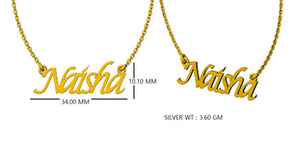 RKC Unisex-Anhänger mit individuellem Namen, 925er Silber, 14 Karat Gelbgold vergoldet, Gewicht 3,60 GM, Höhe 10,10 mm