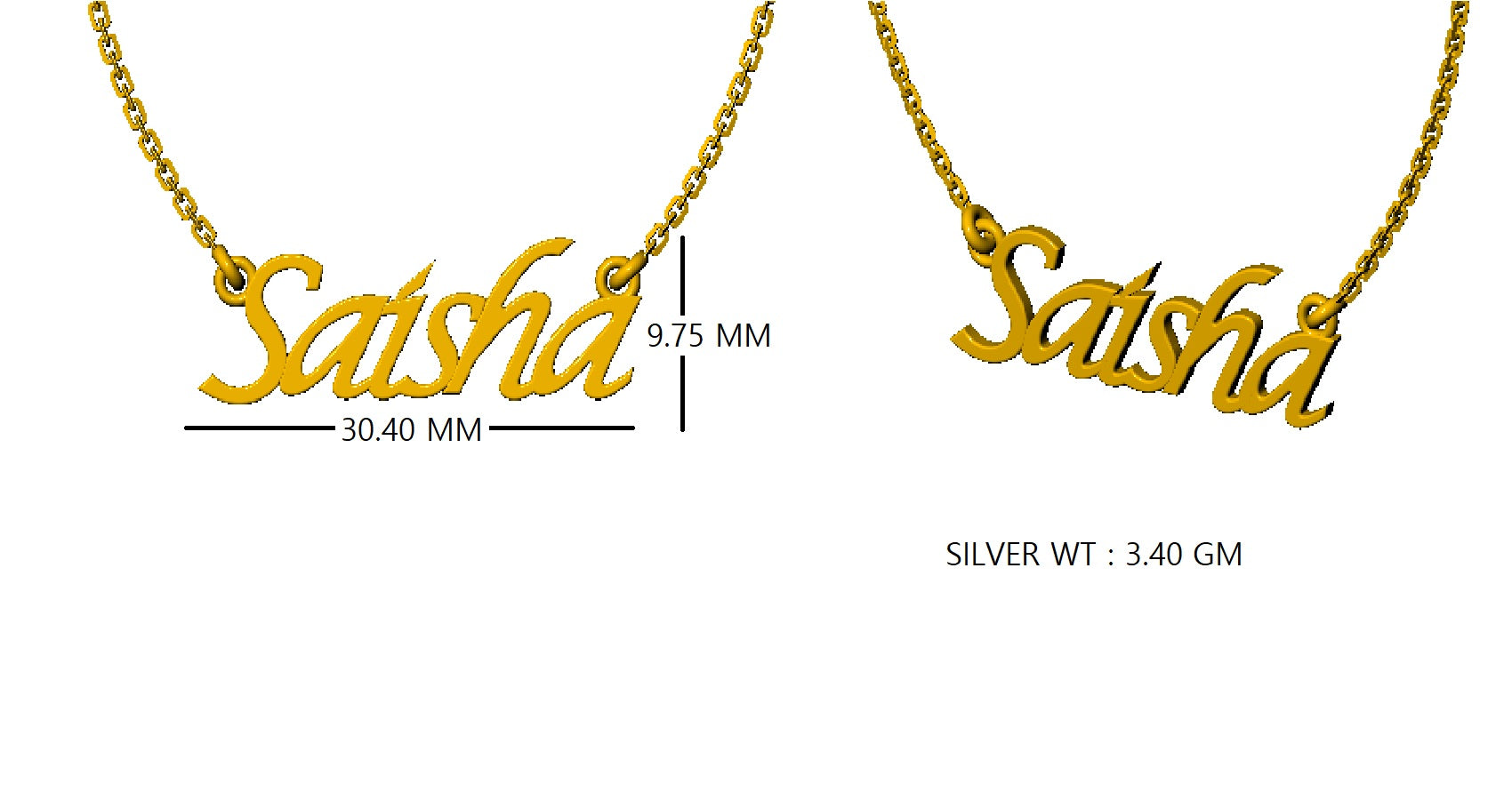 RKC personalisierter Anhänger mit beliebigem Namen, 925er Sterlingsilber, 14 Karat Roségold vergoldet, Gewicht 3,40 GM, Höhe 9,75 mm