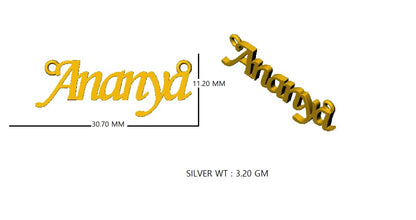 RKC Custom Name Pendant 925 Sterling Silver 14K Yellow Gold Plated Wt 3.20GM Height 11.20 MM
