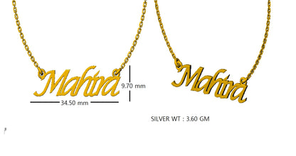 RKC Halskette mit Buchstaben- und Namensanhänger, 925er Silber, Schmuck, 14 Karat Roségold vergoldet, Produktgewicht: 3,60 GM, Höhe: 9,70 mm