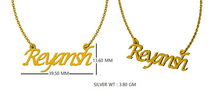 RKC personalisierter Anhänger mit beliebigem Namen, 925er Sterlingsilber, 14 Karat Gelbgold vergoldet, Gewicht 3,80 GM, Höhe 13,60 mm