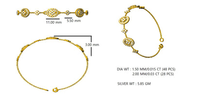 Bracciale da donna in argento sterling RKC 925 con moissanite da 1,56 ct, placcato in oro rosa 14 carati, peso 5,85 g