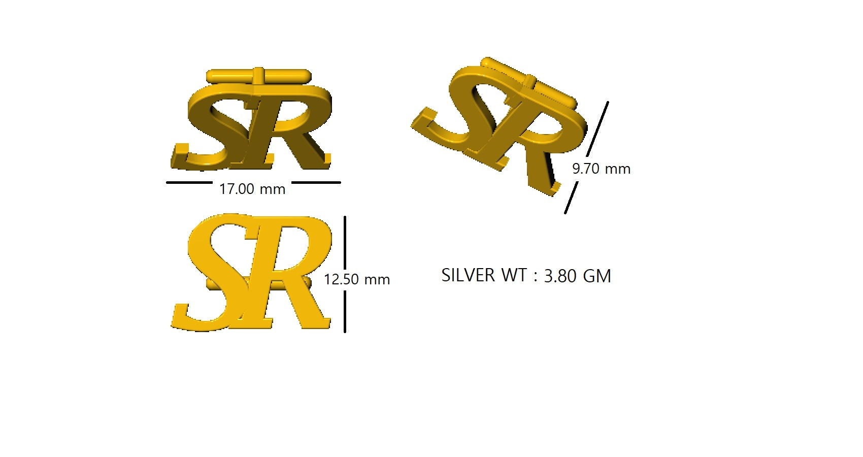 RKC 925 Sterling Silver Enamel Cufflinks 14K Rose Gold Plated Product Wt 3.80 gm