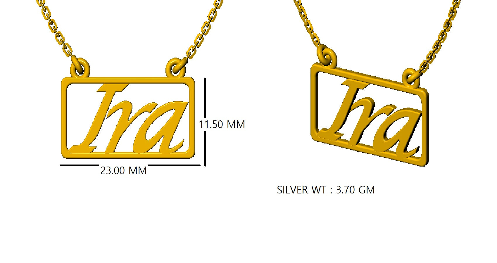 RKC-Anhänger mit individuellem Namen, 925er Sterlingsilber, 14 Karat Roségold vergoldet, Gewicht 3,70 GM, Höhe 11,50 mm