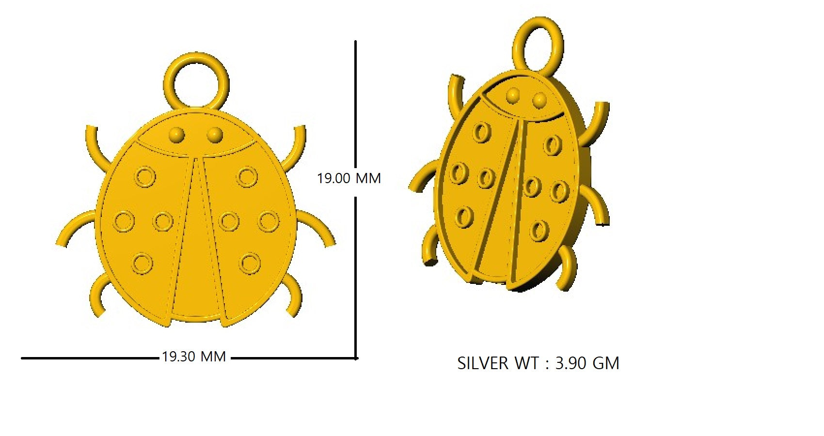 Ciondolo smaltato RKC Gioielli in argento 925 placcato oro giallo 14 carati Peso del prodotto 3,90 g Altezza 19,00 mm