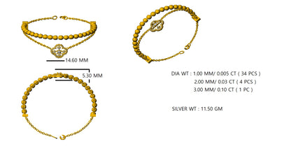 RKC Damen-Armband aus 925er-Sterlingsilber mit 0,39 Karat Moissanit, 14 Karat Gelbgold vergoldet, Gewicht 11,50 g