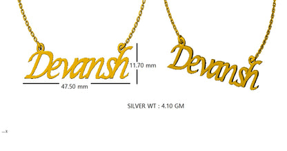 RKC Halskette mit Buchstaben- und Namensanhänger, 925er Silber, Schmuck, 14 Karat Gelbgold plattiert, Produktgewicht: 4,10 GM, Höhe: 11,70 mm