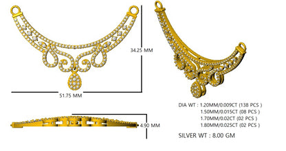 RKC Moissanite da 1,45 ct da donna Mangalsutra in argento 925 placcato in oro giallo 14k Peso del prodotto 8,00 g Altezza 34,25 mm