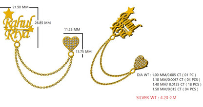 Spilla RKC Moissanite in argento sterling 925 placcata in oro giallo 14 carati Peso del prodotto 4,20 GM Altezza 26,85 MM