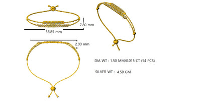 RKC Damen-Armband aus 925er-Sterlingsilber mit 0,81 Karat Moissanit, 14 Karat Gelbgold vergoldet, Gewicht 4,50 g, Höhe 36,85 mm