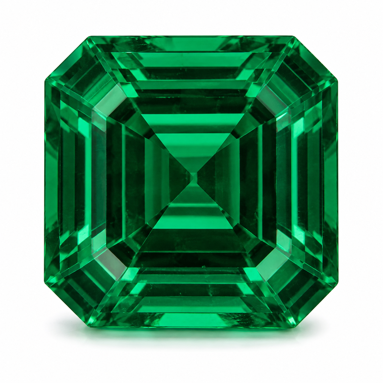 7 x 6 mm Green Emerald Loose Gemstone, Asscher Cut