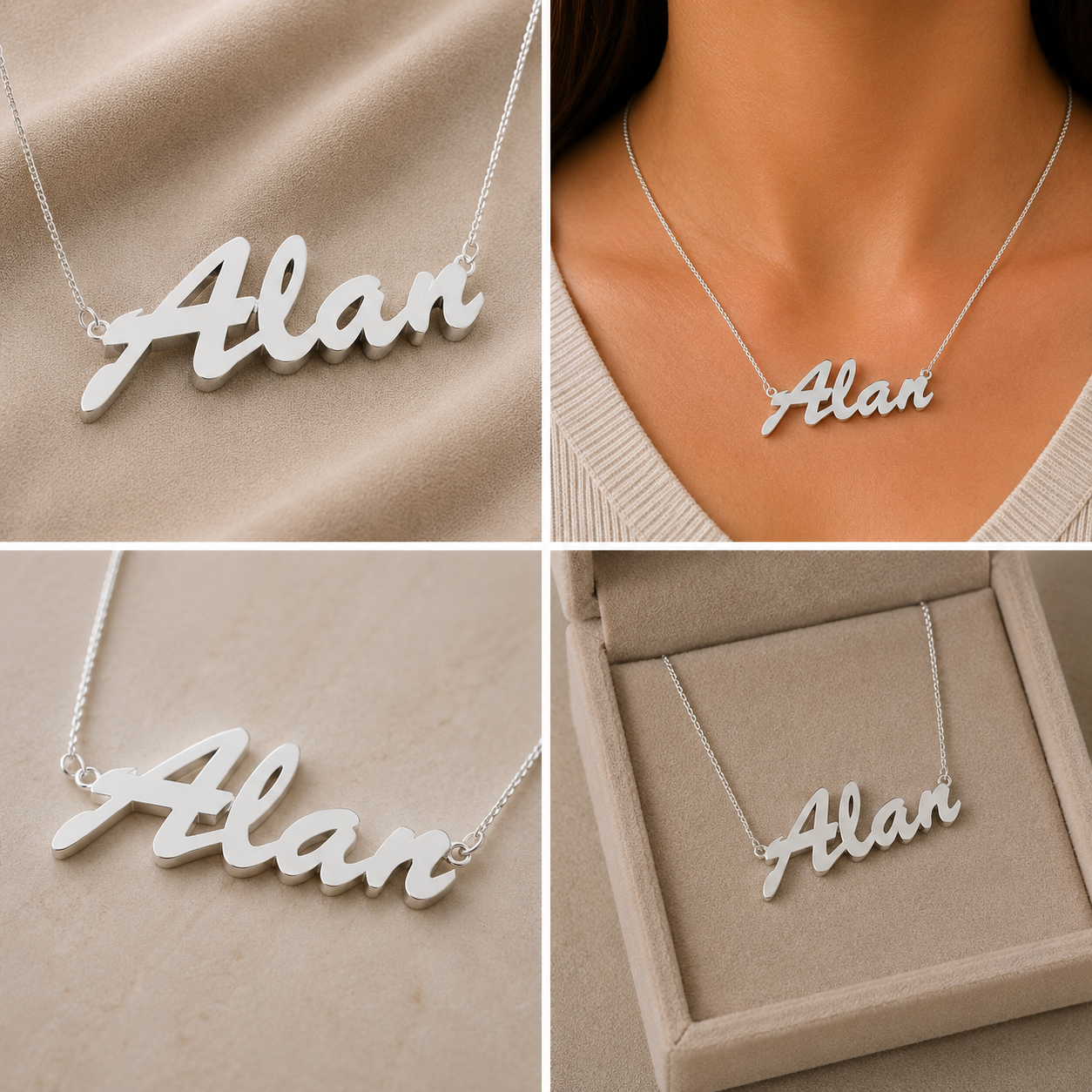 925 Silver Initial Customize Name Pendant Necklace 14k Gold Plated