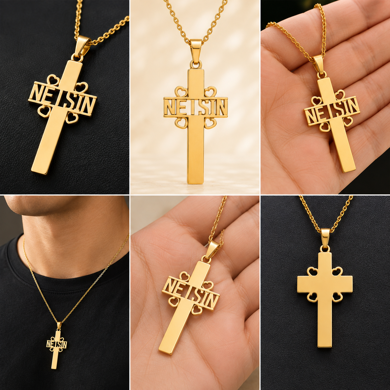 14k Gold Plated Cross Pendant Customize Name Pendant 925 Silver