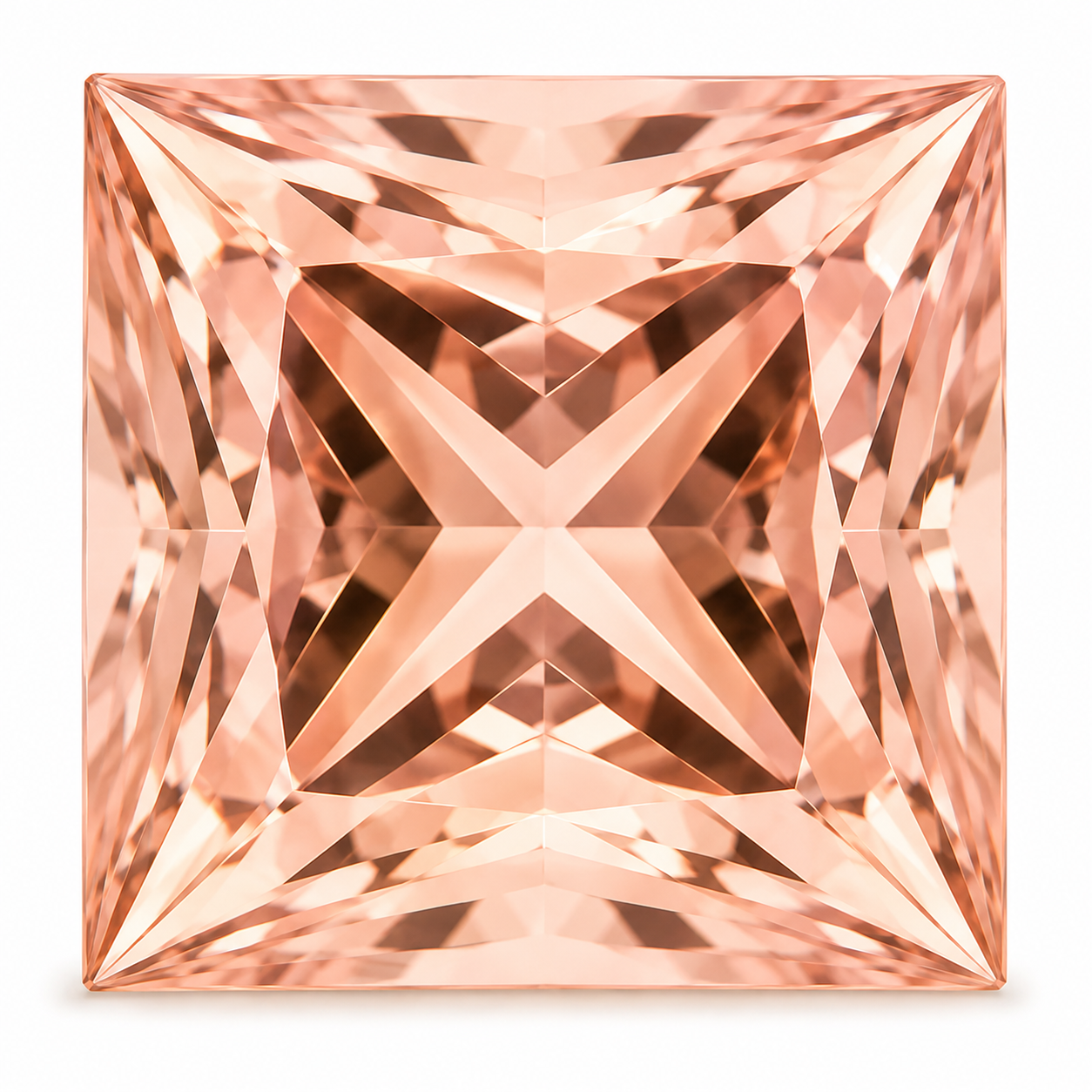 6mm Light Peach Morganite Gemstones, Square Cut, Jewelry Making (4 Pcs)