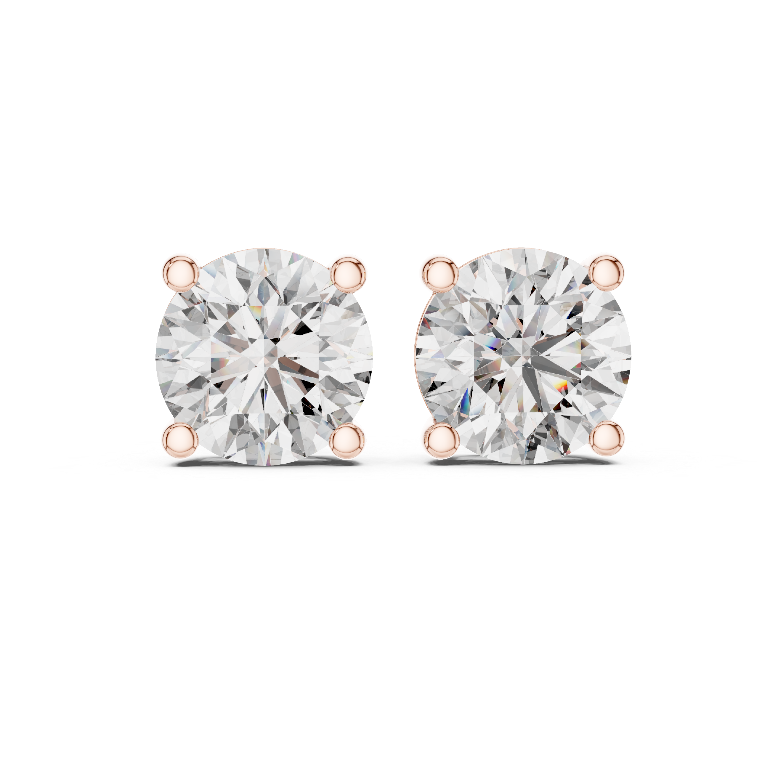 925 Silver 2CT Round Moissanite Stud Earrings 14k Gold Plated