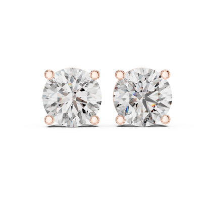 925 Silver 2CT Round Moissanite Stud Earrings 14k Gold Plated