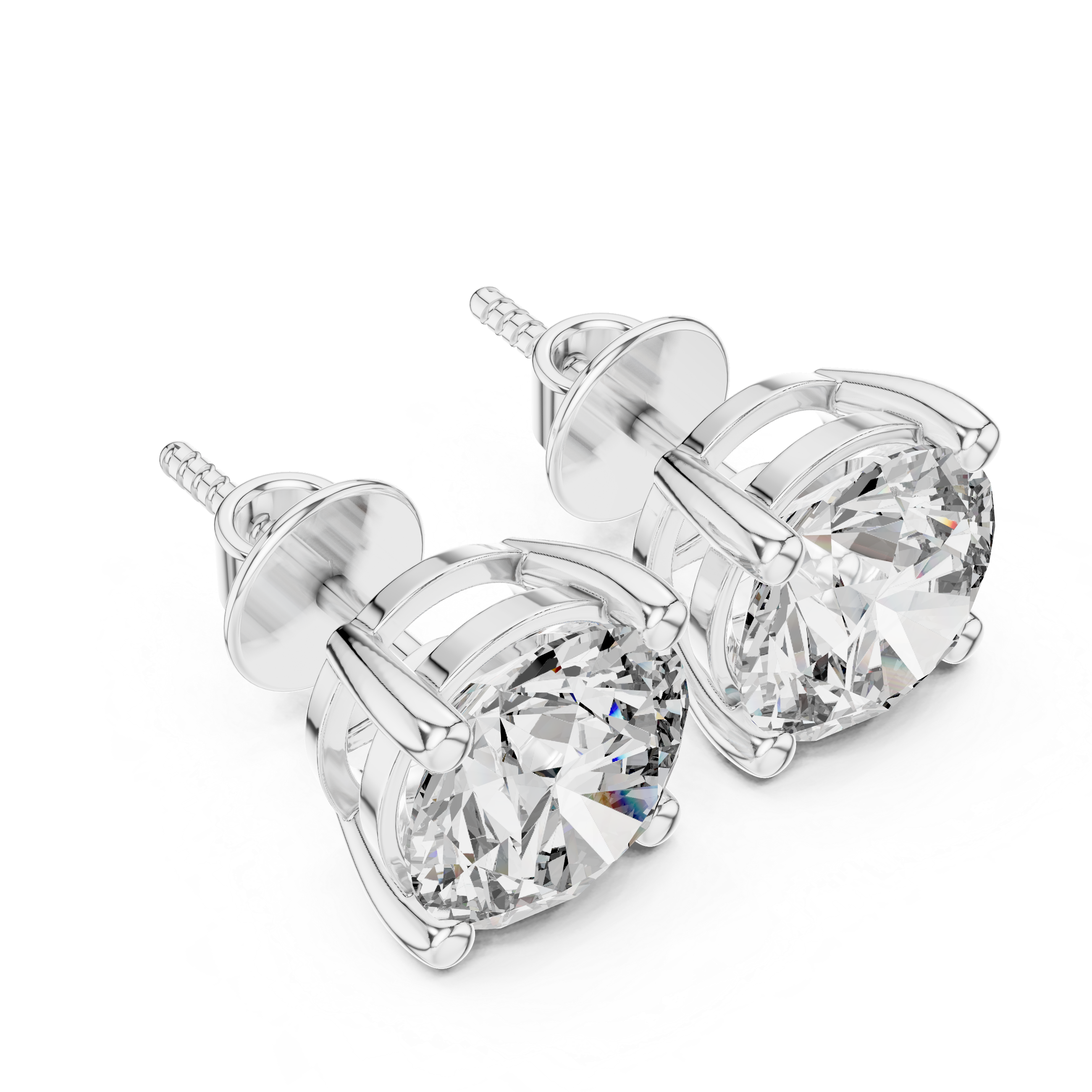 925 Silver 2CT Round Moissanite Stud Earrings 14k Gold Plated