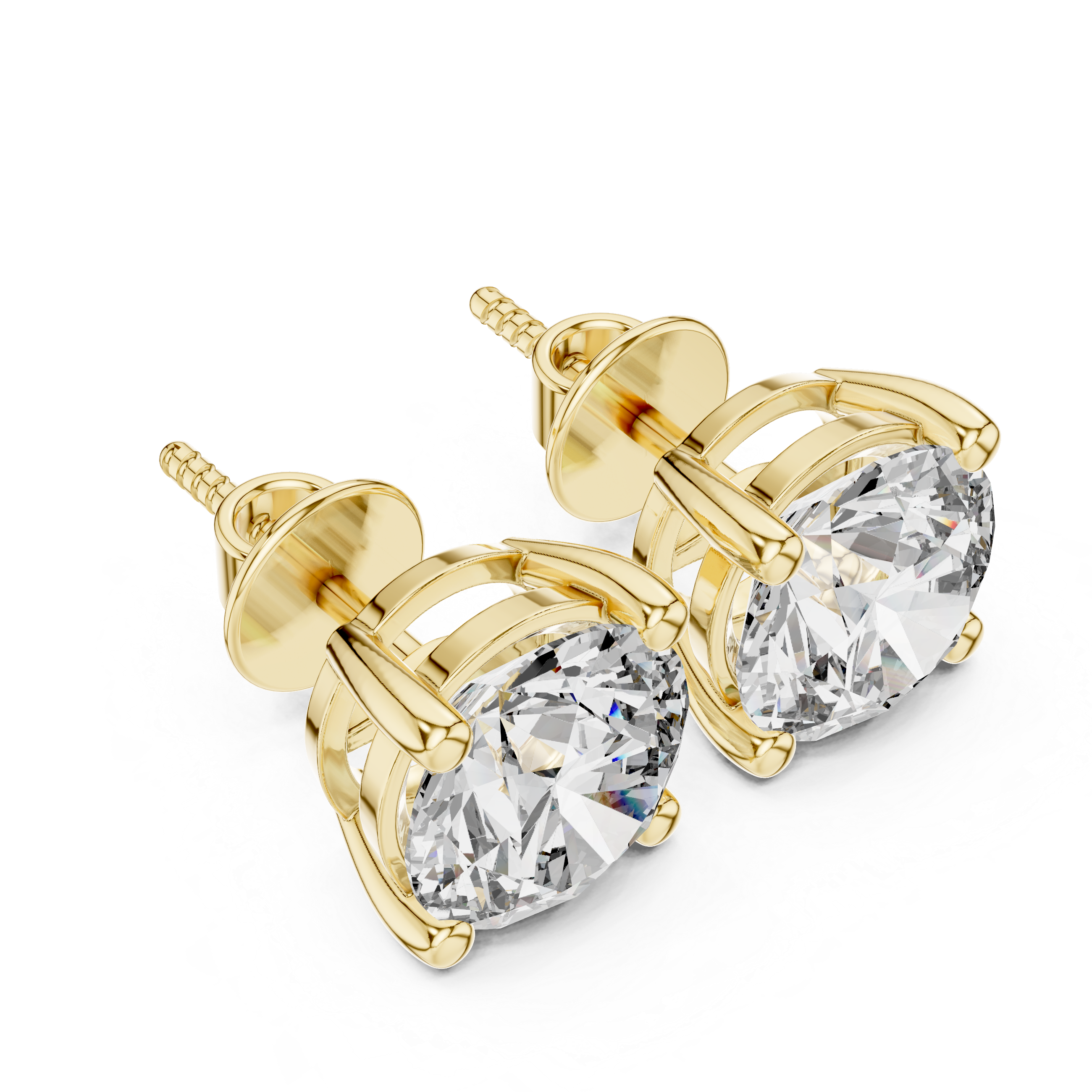 925 Silver 2CT Round Moissanite Stud Earrings 14k Gold Plated