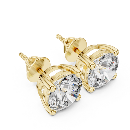 925 Silver 2CT Round Moissanite Stud Earrings 14k Gold Plated