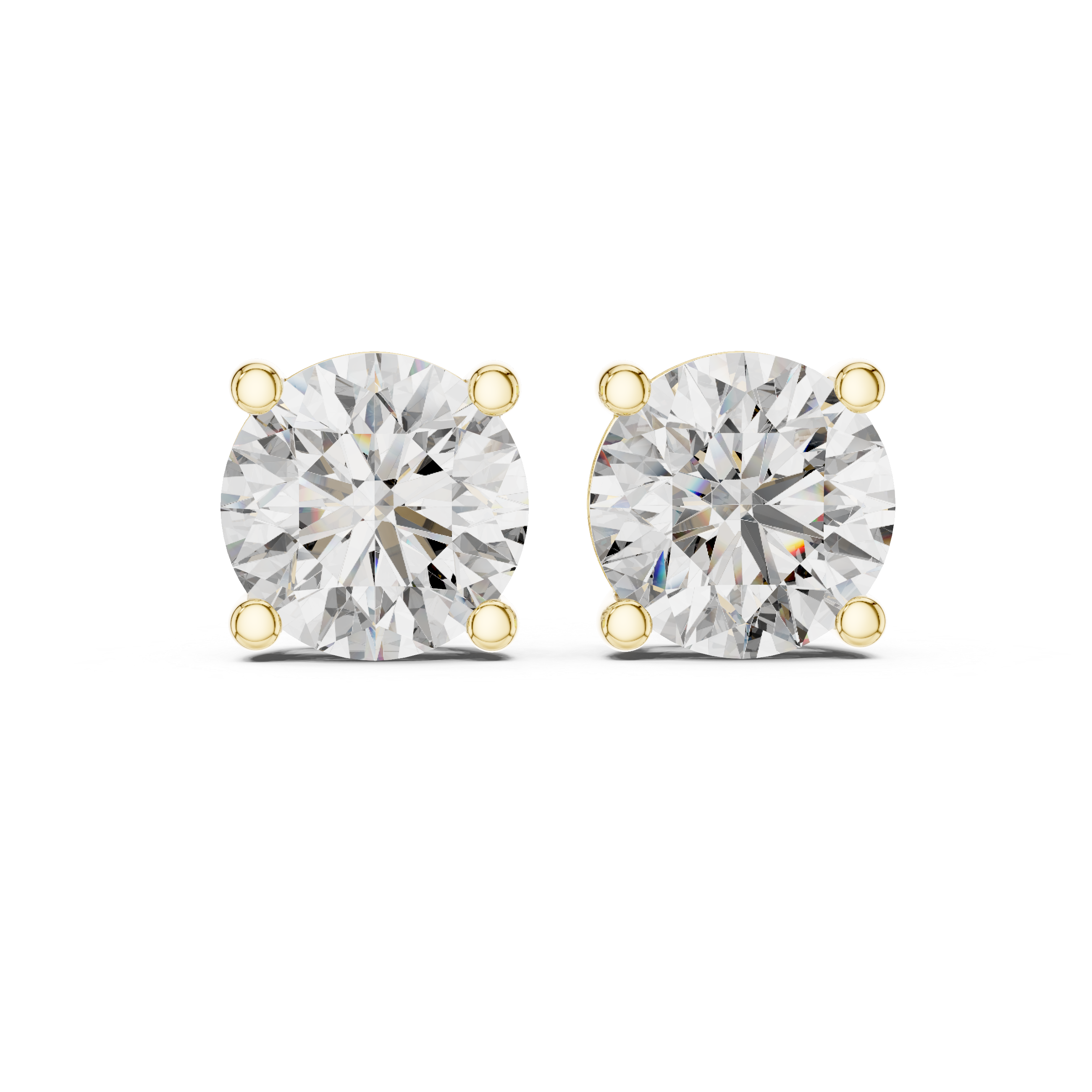 925 Silver 2CT Round Moissanite Stud Earrings 14k Gold Plated