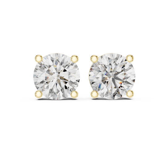 925 Silver 2CT Round Moissanite Stud Earrings 14k Gold Plated