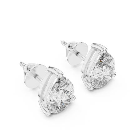 925 Silver Pear-Cut Moissanite 3-Prong Solitaire Stud Earrings – 14K Gold Plated
