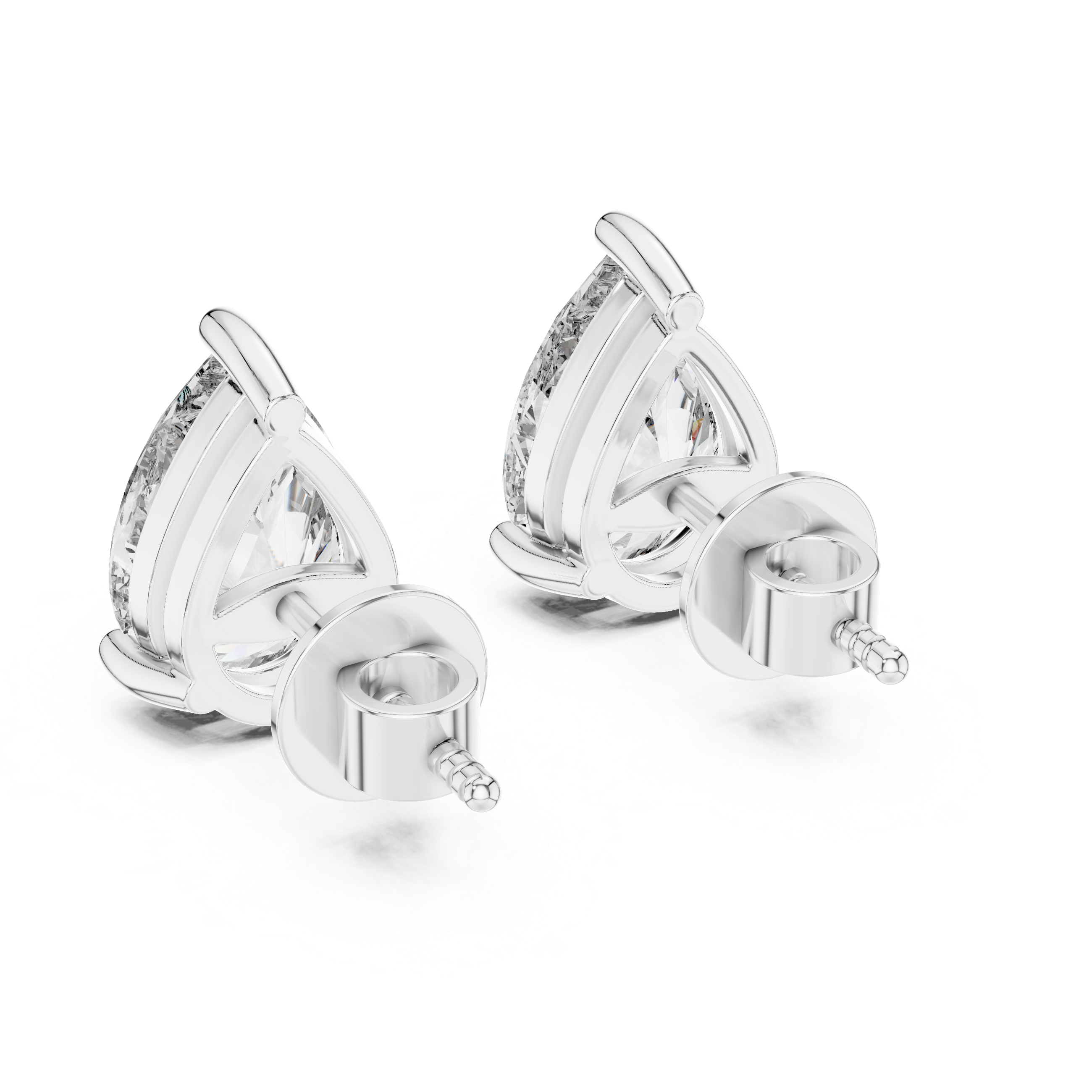 925 Silver Pear-Cut Moissanite 3-Prong Solitaire Stud Earrings – 14K Gold Plated