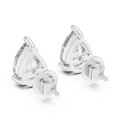 925 Silver Pear-Cut Moissanite 3-Prong Solitaire Stud Earrings – 14K Gold Plated