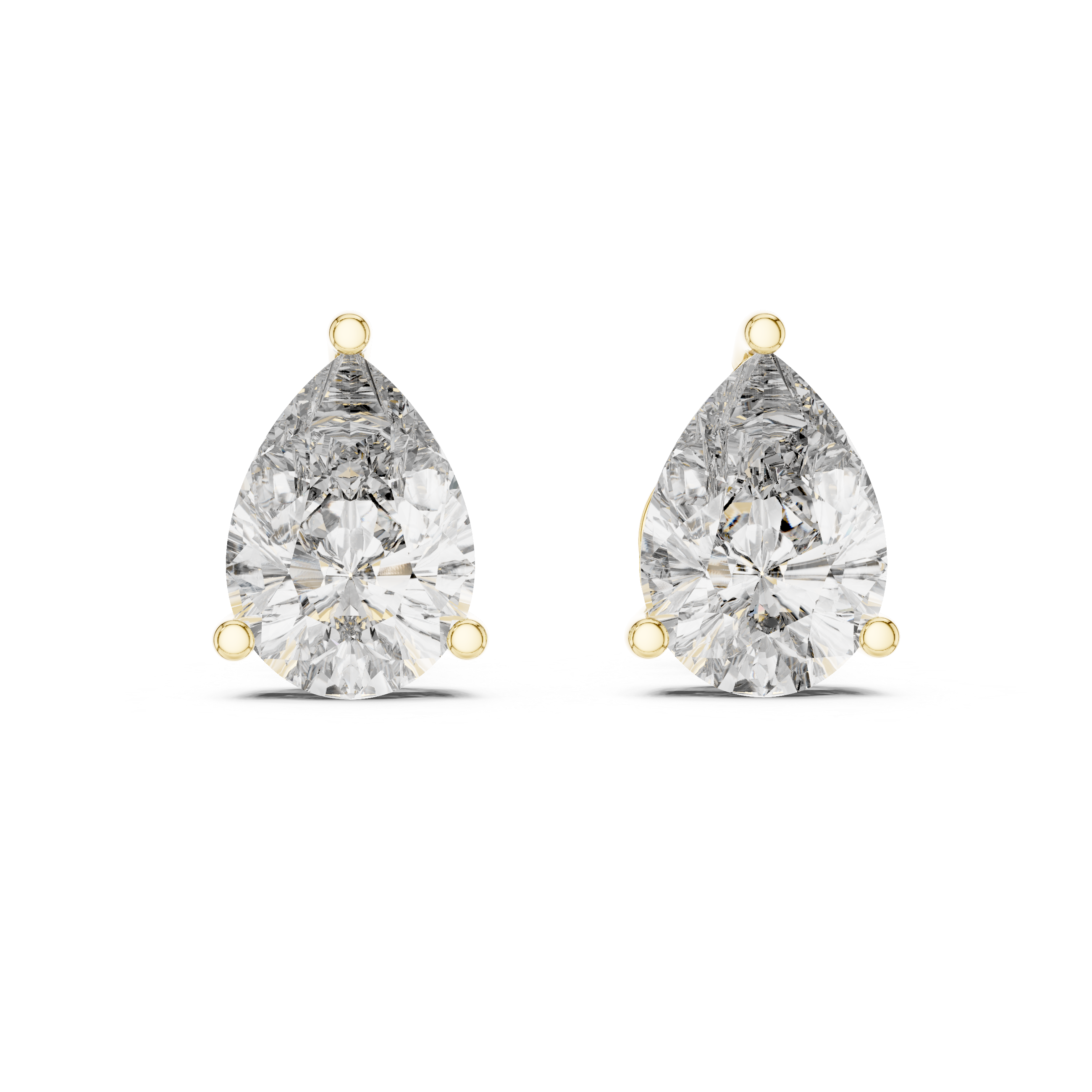 925 Silver Pear-Cut Moissanite 3-Prong Solitaire Stud Earrings – 14K Gold Plated