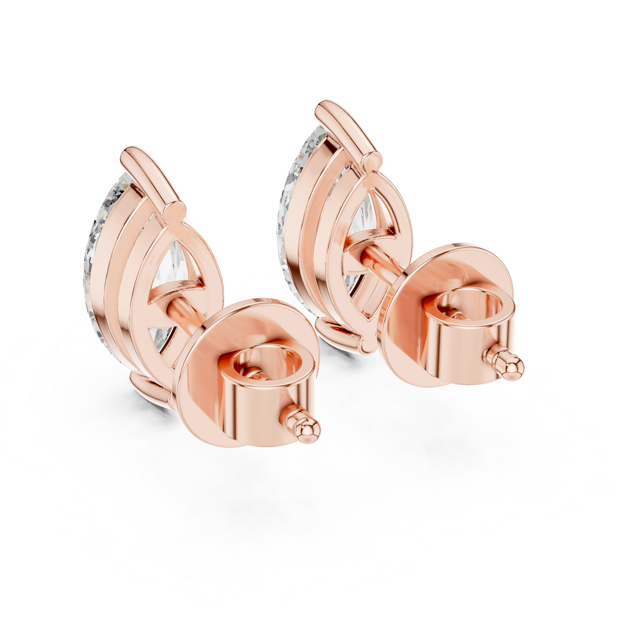 925 Silver Solitaire Marquise Moissanite Stud Earrings 14k Gold Plated
