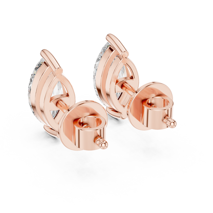 925 Silver Solitaire Marquise Moissanite Stud Earrings 14k Gold Plated