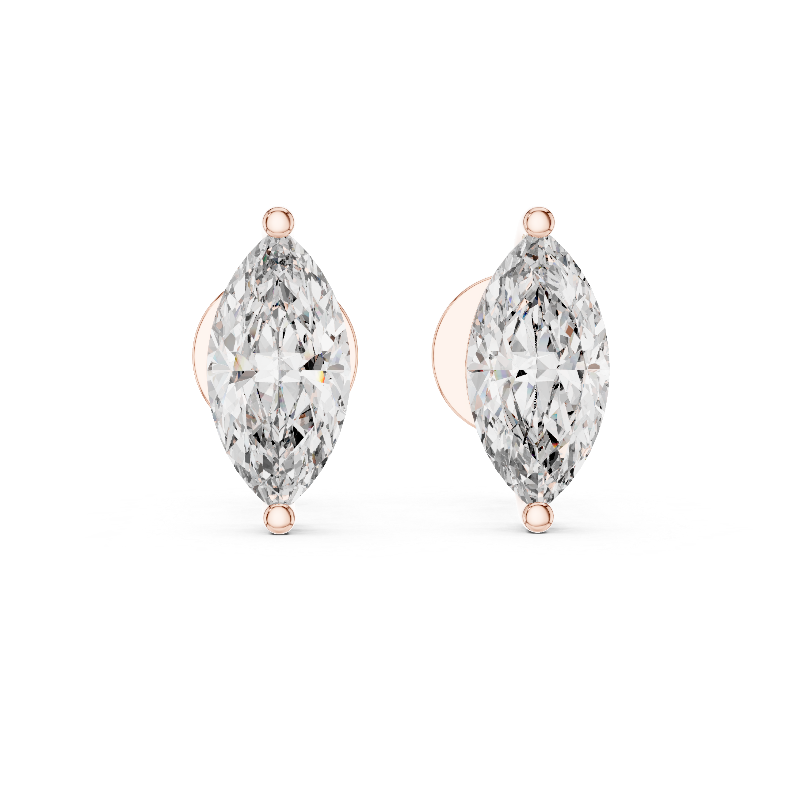 925 Silver Solitaire Marquise Moissanite Stud Earrings 14k Gold Plated