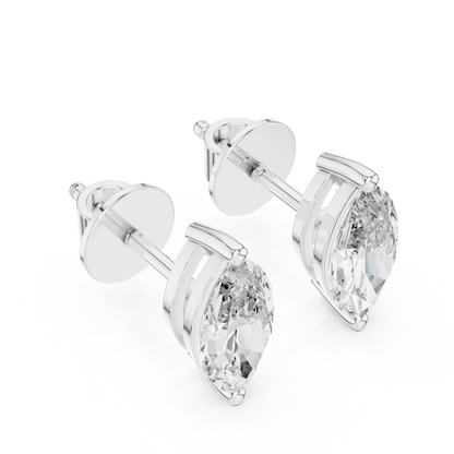 925 Silver Solitaire Marquise Moissanite Stud Earrings 14k Gold Plated