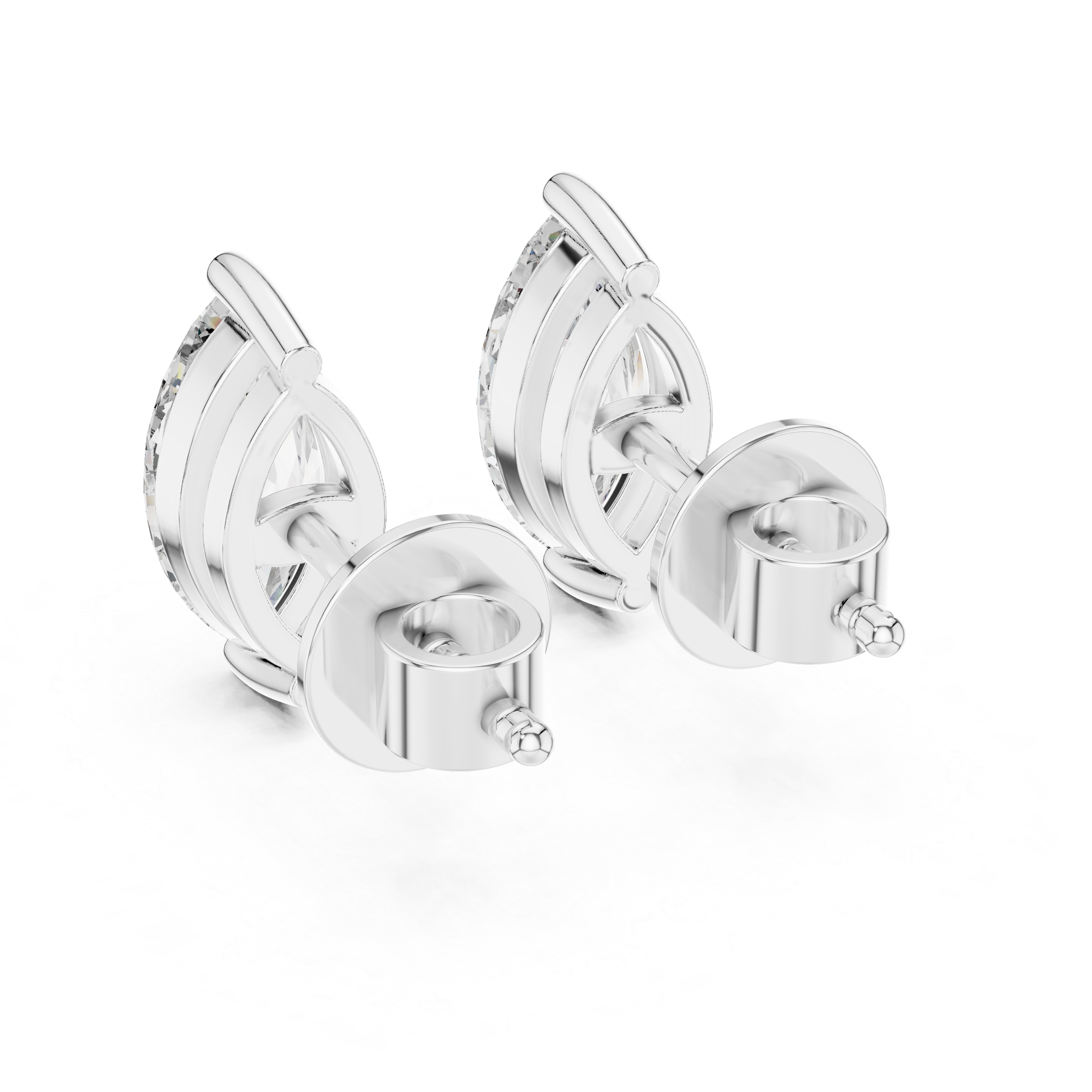 925 Silver Solitaire Marquise Moissanite Stud Earrings 14k Gold Plated