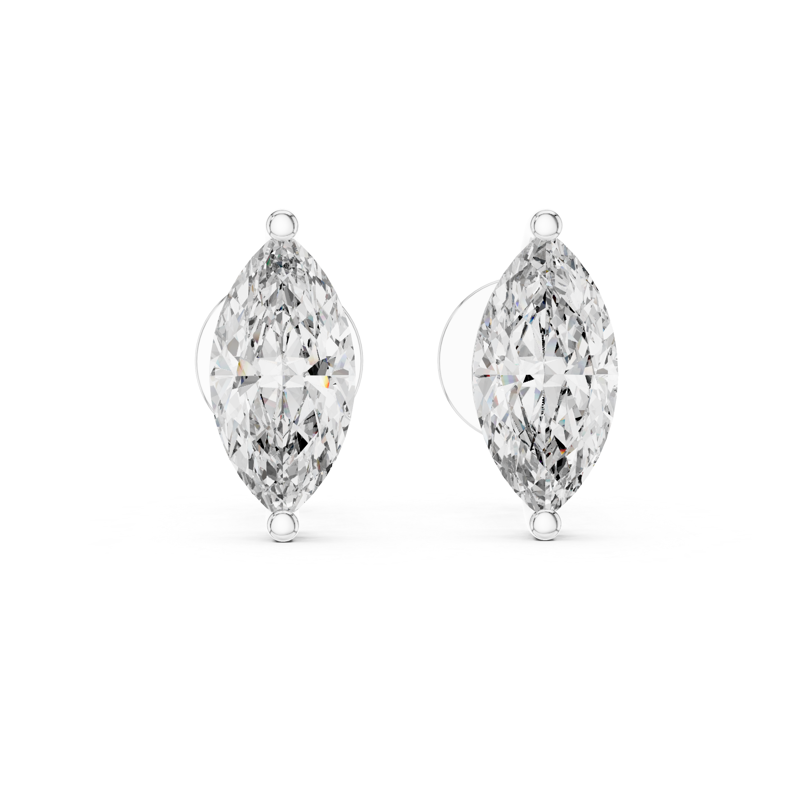 925 Silver Solitaire Marquise Moissanite Stud Earrings 14k Gold Plated