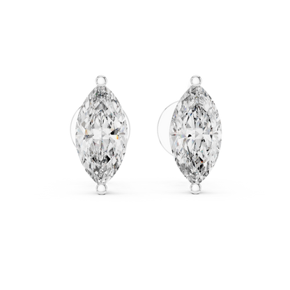 925 Silver Solitaire Marquise Moissanite Stud Earrings 14k Gold Plated