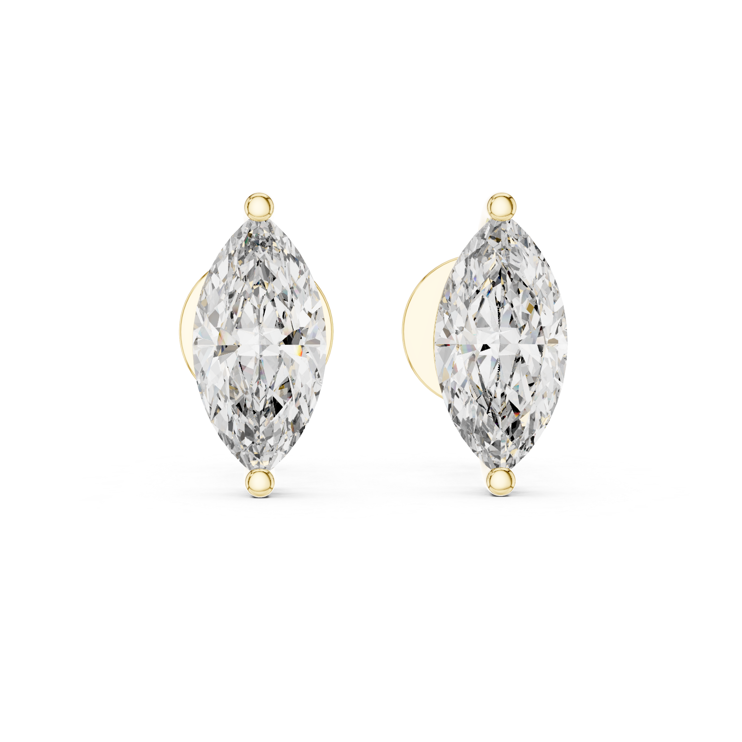 925 Silver Solitaire Marquise Moissanite Stud Earrings 14k Gold Plated
