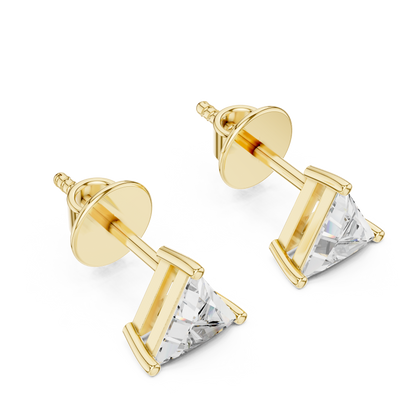 925 Silver Round Moissanite Classic 4-Prong Solitaire Stud Earrings – 14K Gold Plated