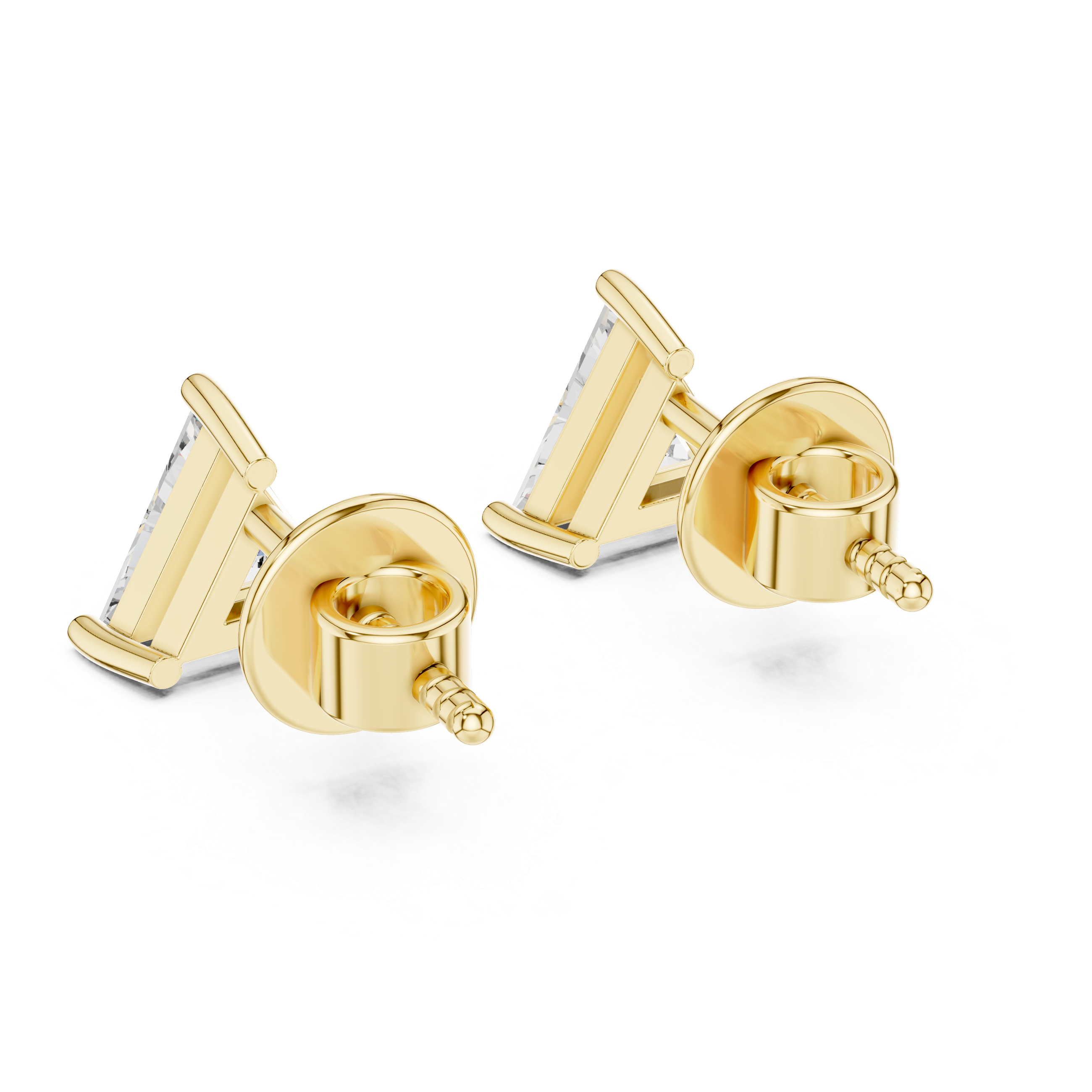 925 Silver Round Moissanite Classic 4-Prong Solitaire Stud Earrings – 14K Gold Plated