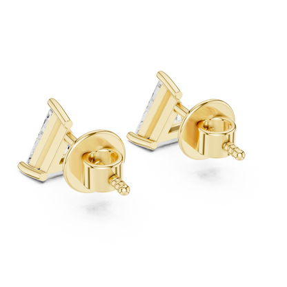 925 Silver Round Moissanite Classic 4-Prong Solitaire Stud Earrings – 14K Gold Plated