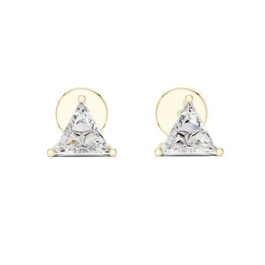 925 Silver Round Moissanite Classic 4-Prong Solitaire Stud Earrings – 14K Gold Plated