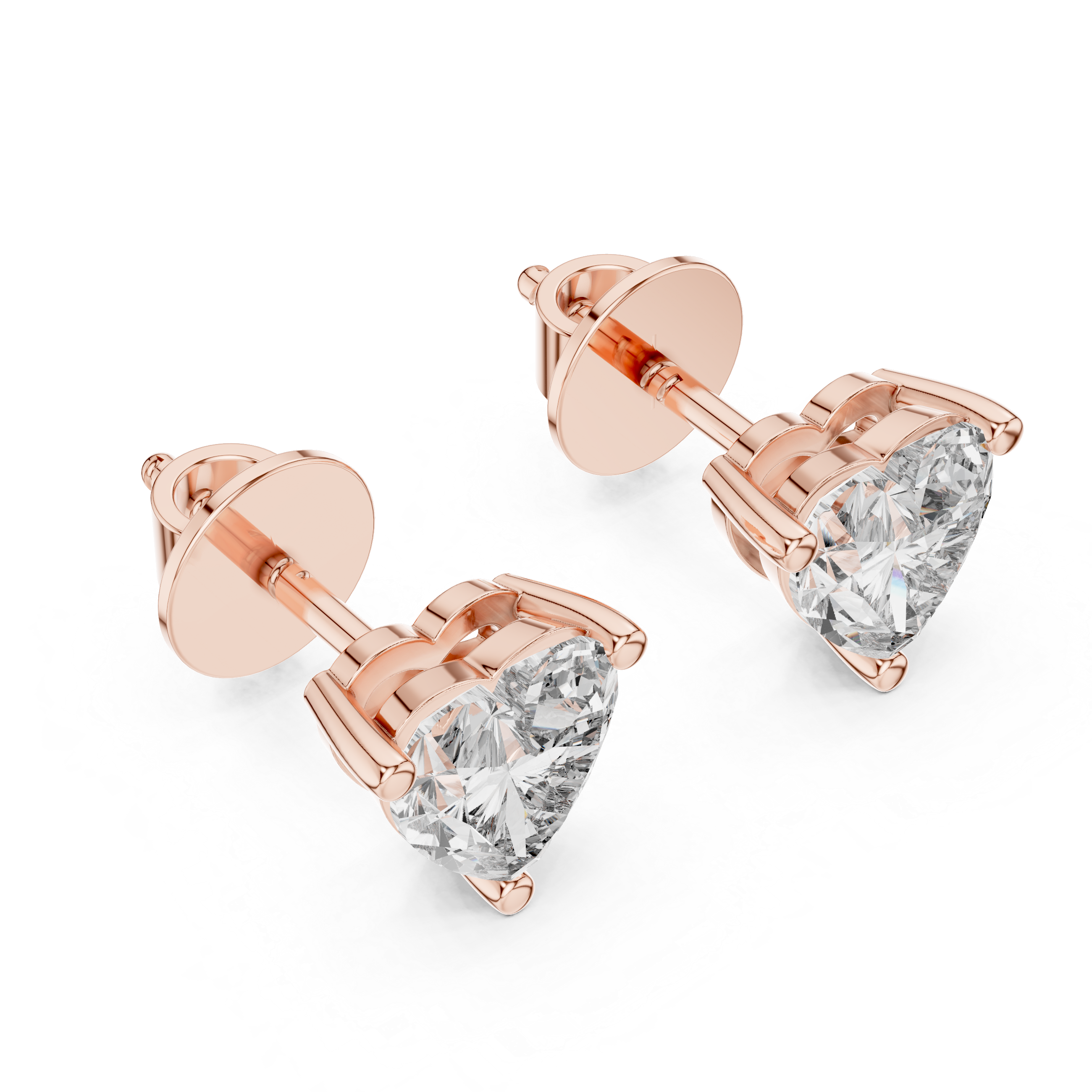 925 Silver Solitaire Heart Moissanite Stud Earrings 14k Gold Plated