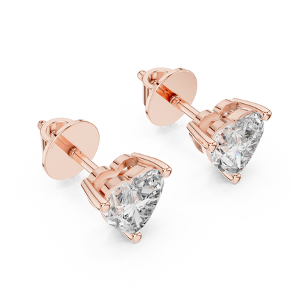 925 Silver Solitaire Heart Moissanite Stud Earrings 14k Gold Plated
