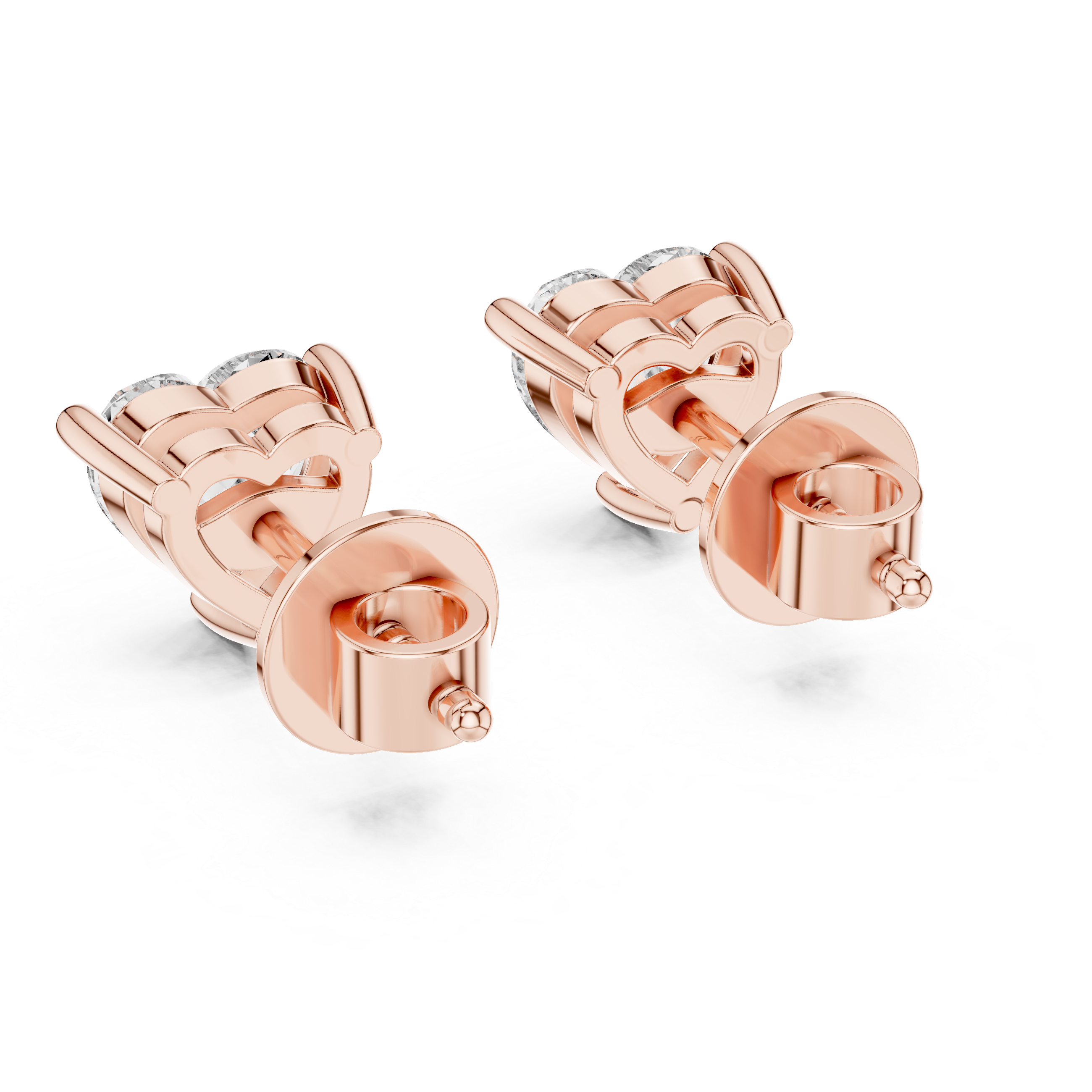 925 Silver Solitaire Heart Moissanite Stud Earrings 14k Gold Plated