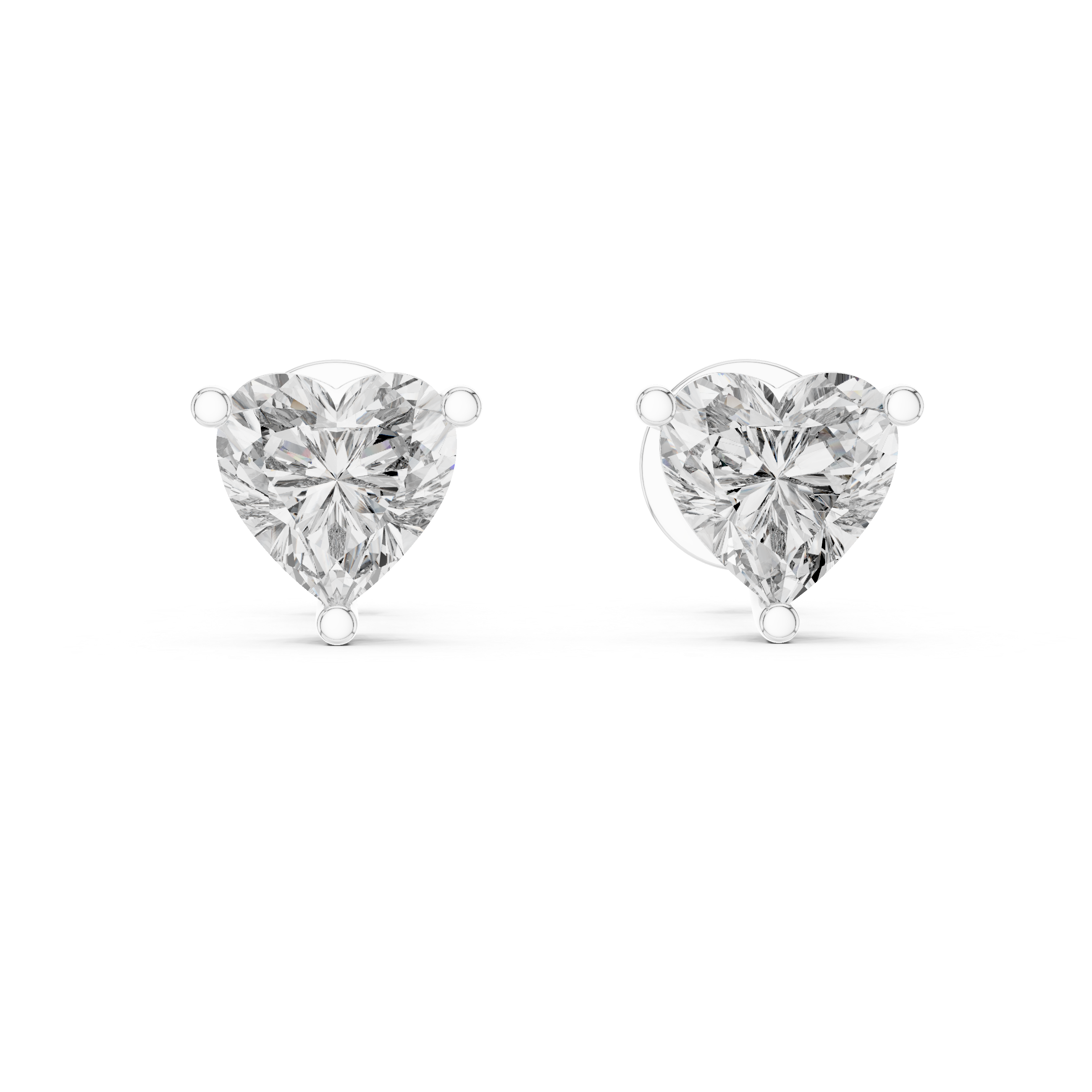 925 Silver Solitaire Heart Moissanite Stud Earrings 14k Gold Plated